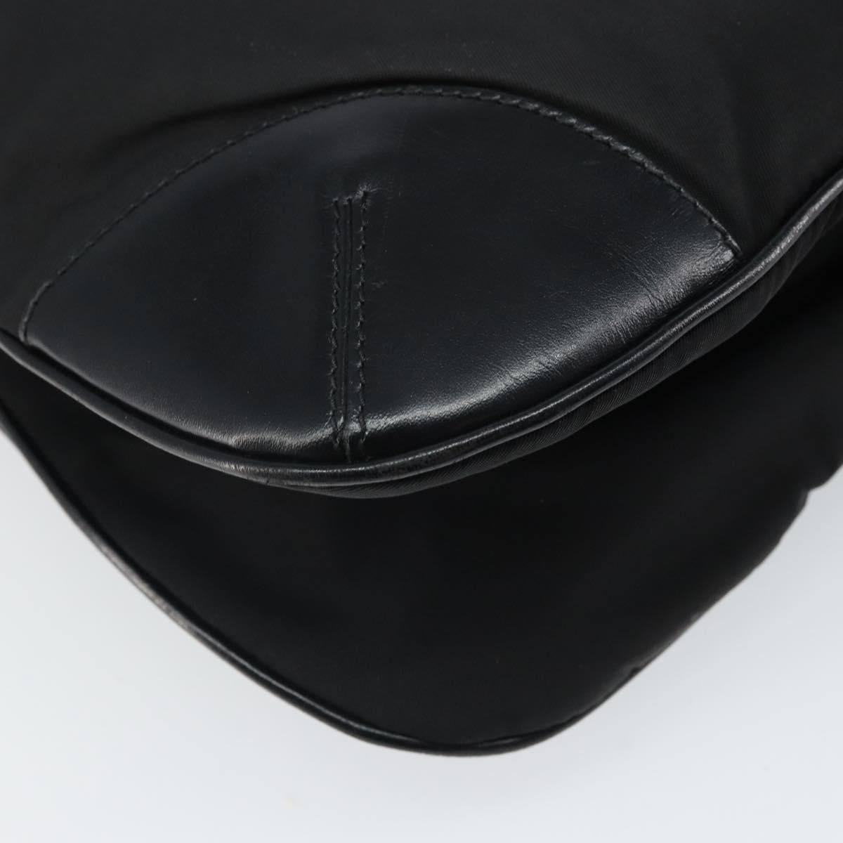 PRADA Shoulder Bag Nylon Leather Black Silver Auth 169453