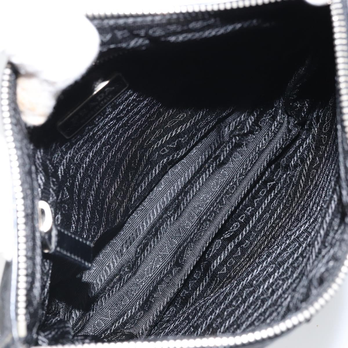 PRADA Shoulder Bag Nylon Leather Black Silver Auth 169453