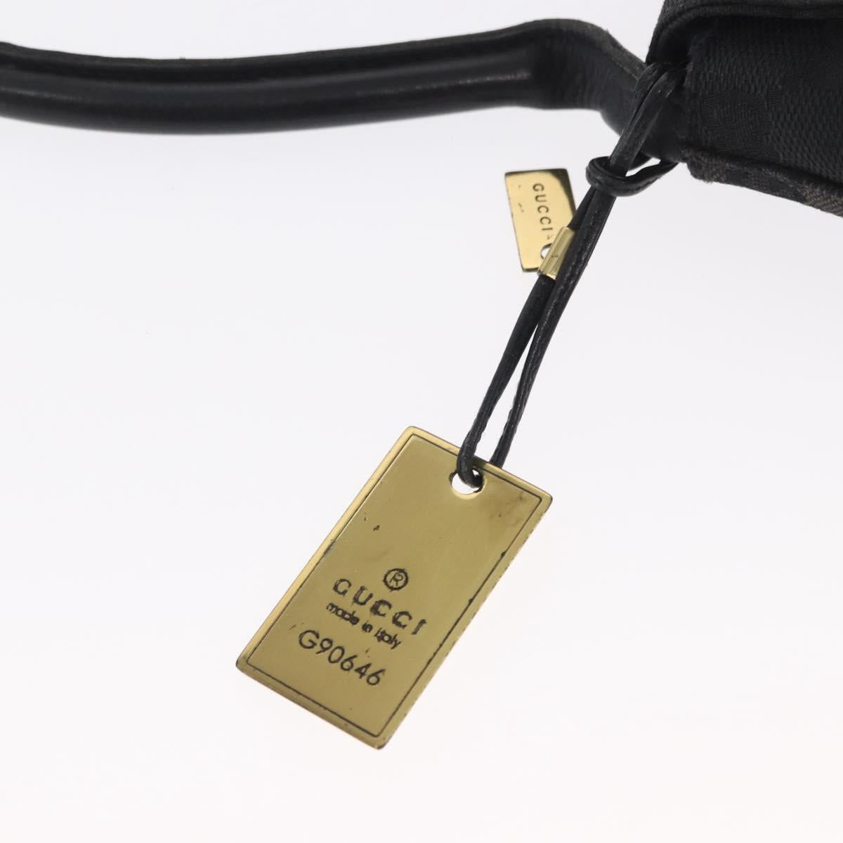 GUCCI GG Canvas Shoulder Bag Black Silver 90646 Auth 169456