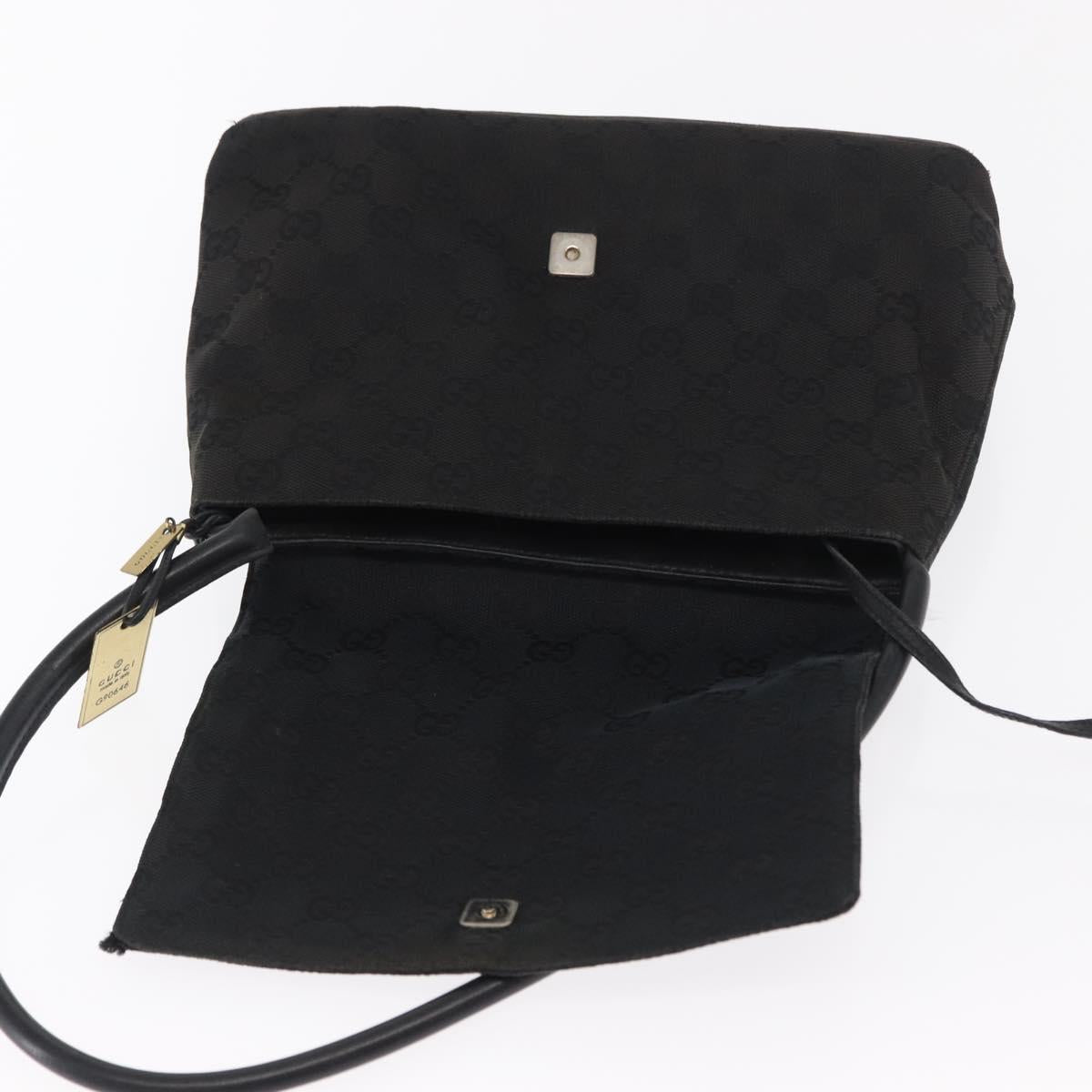 GUCCI GG Canvas Shoulder Bag Black Silver 90646 Auth 169456