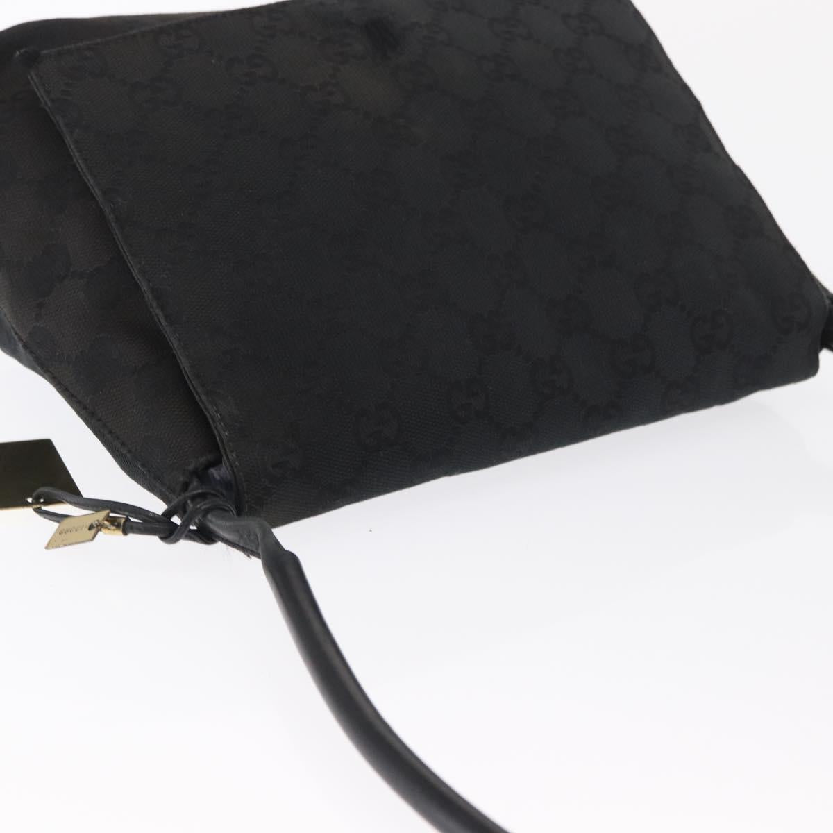 GUCCI GG Canvas Shoulder Bag Black Silver 90646 Auth 169456
