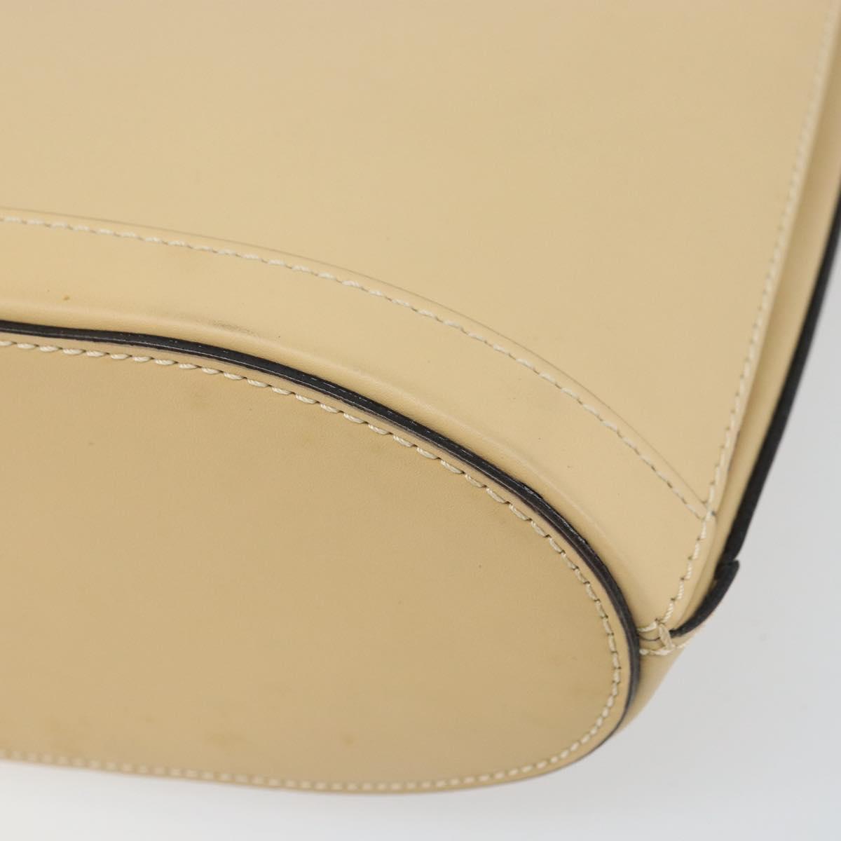 CELINE Shoulder Bag Leather Beige Gold Auth 169460