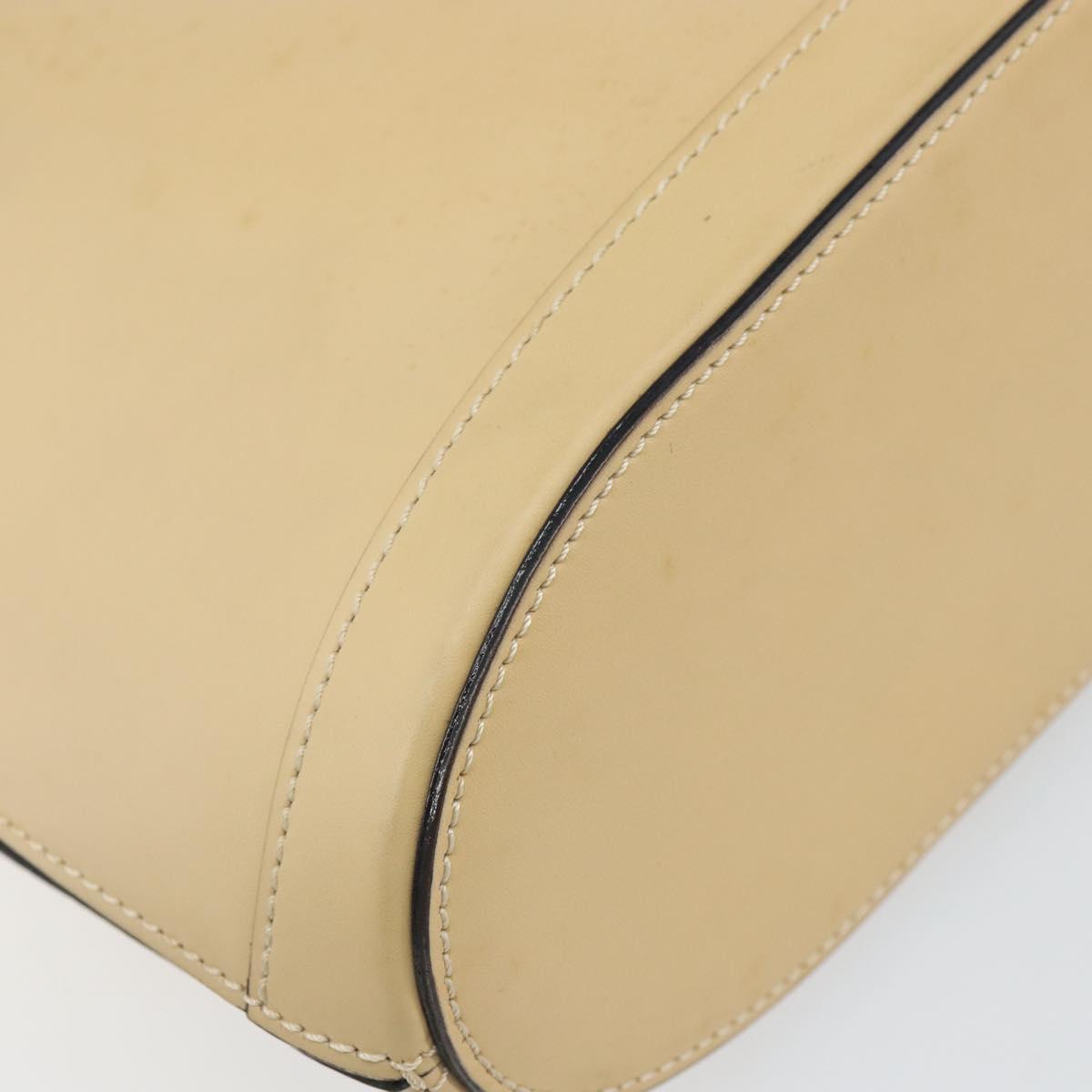 CELINE Shoulder Bag Leather Beige Gold Auth 169460