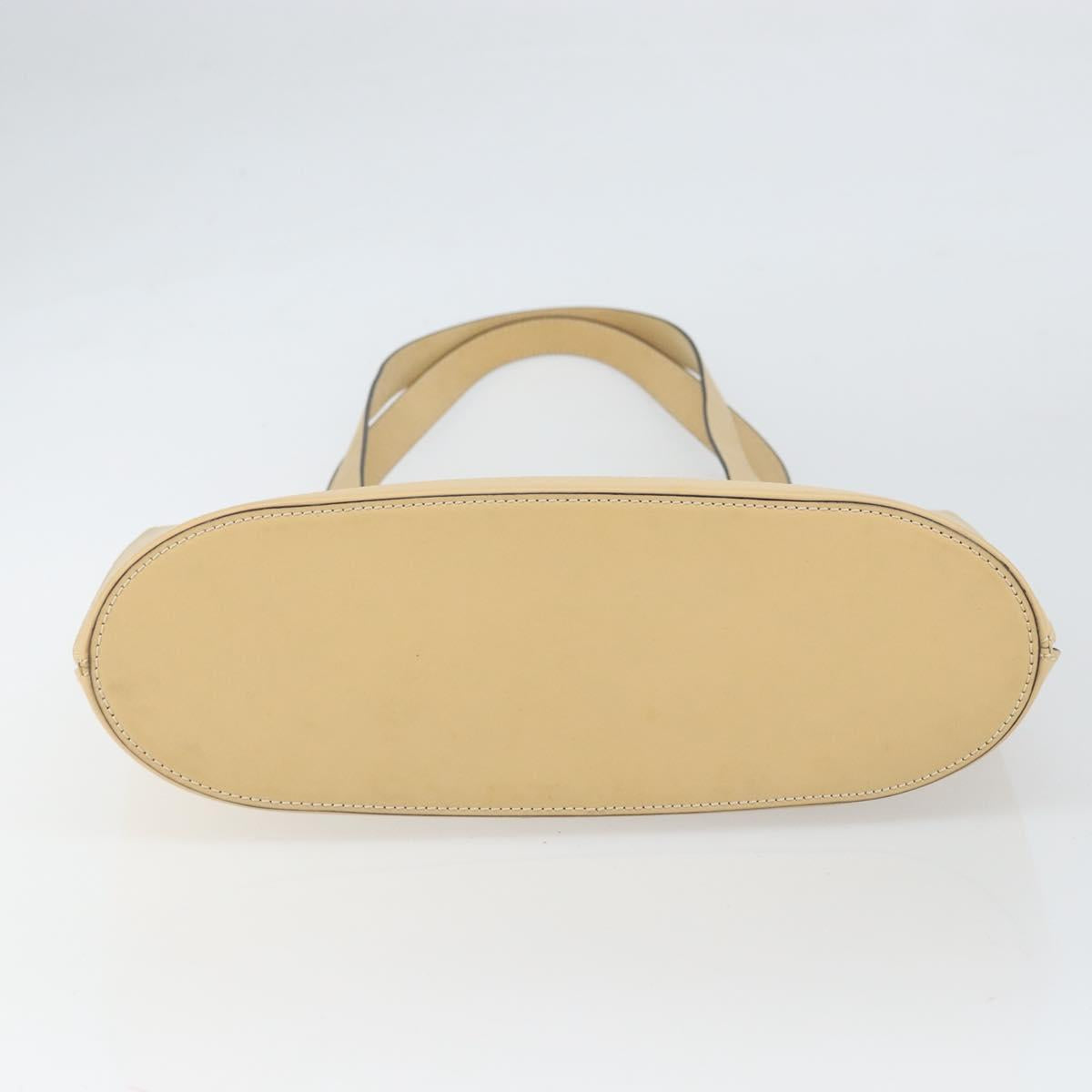 CELINE Shoulder Bag Leather Beige Gold Auth 169460