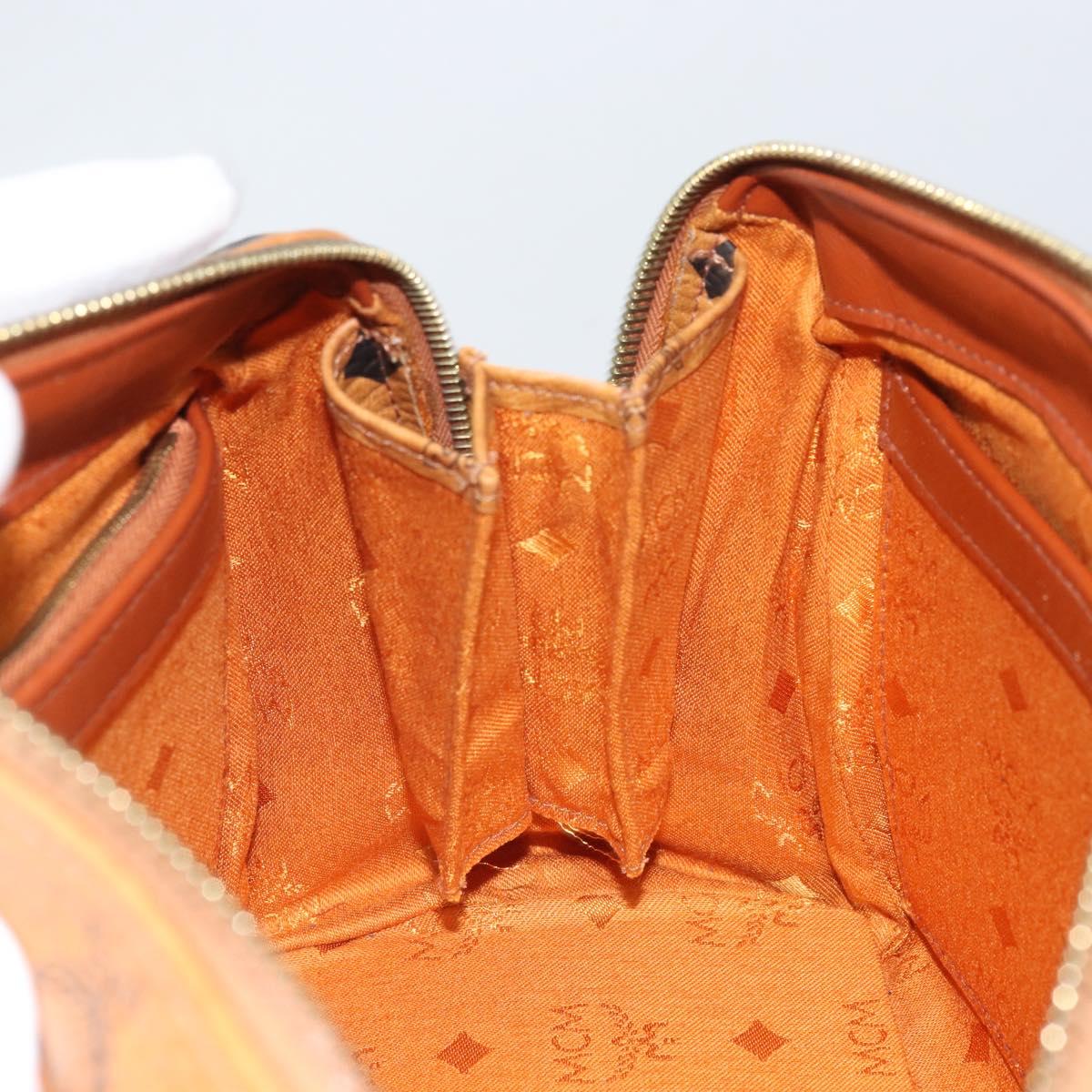 MCM Vicetos Logogram Hand Bag PVC Leather Brown Gold Auth 169462