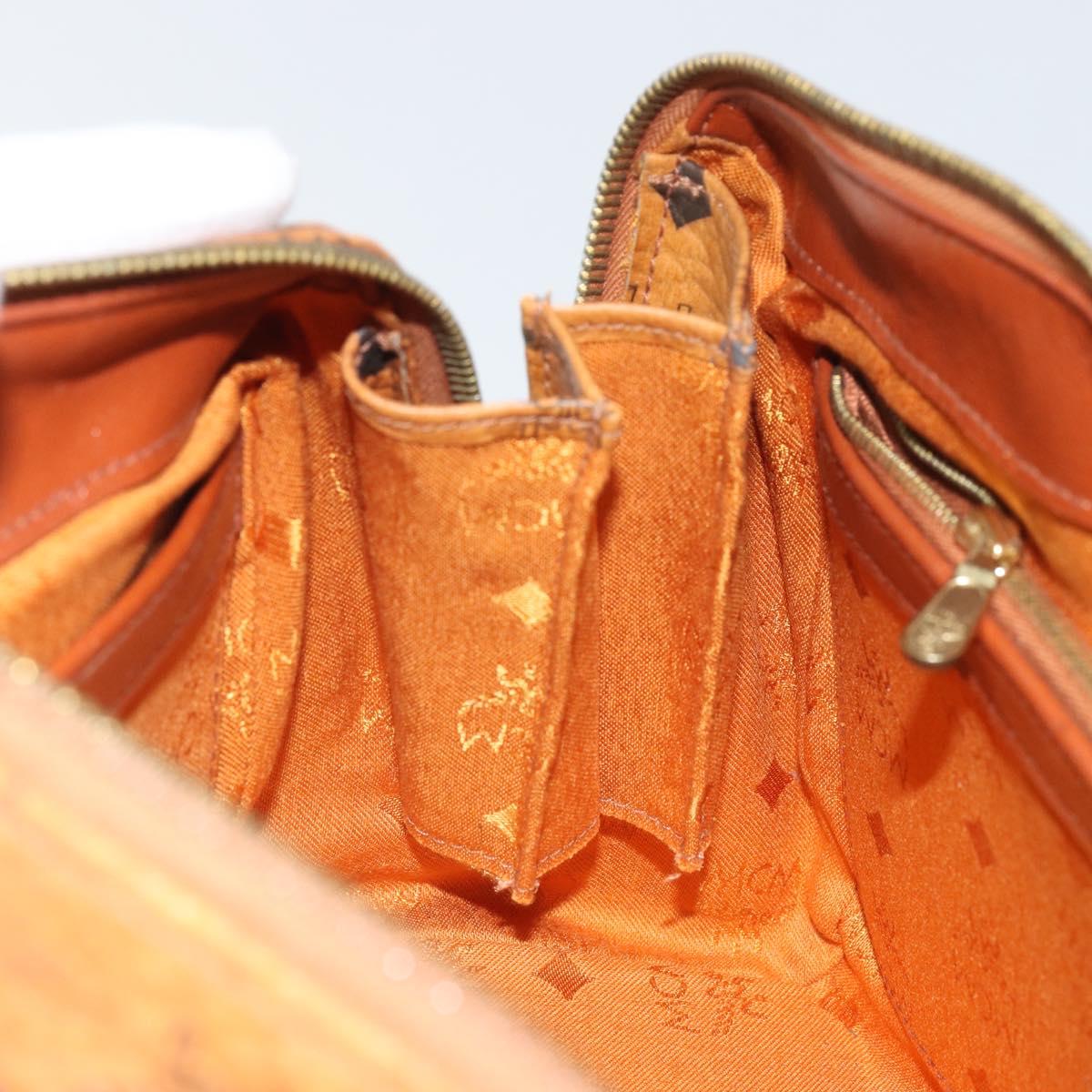 MCM Vicetos Logogram Hand Bag PVC Leather Brown Gold Auth 169462