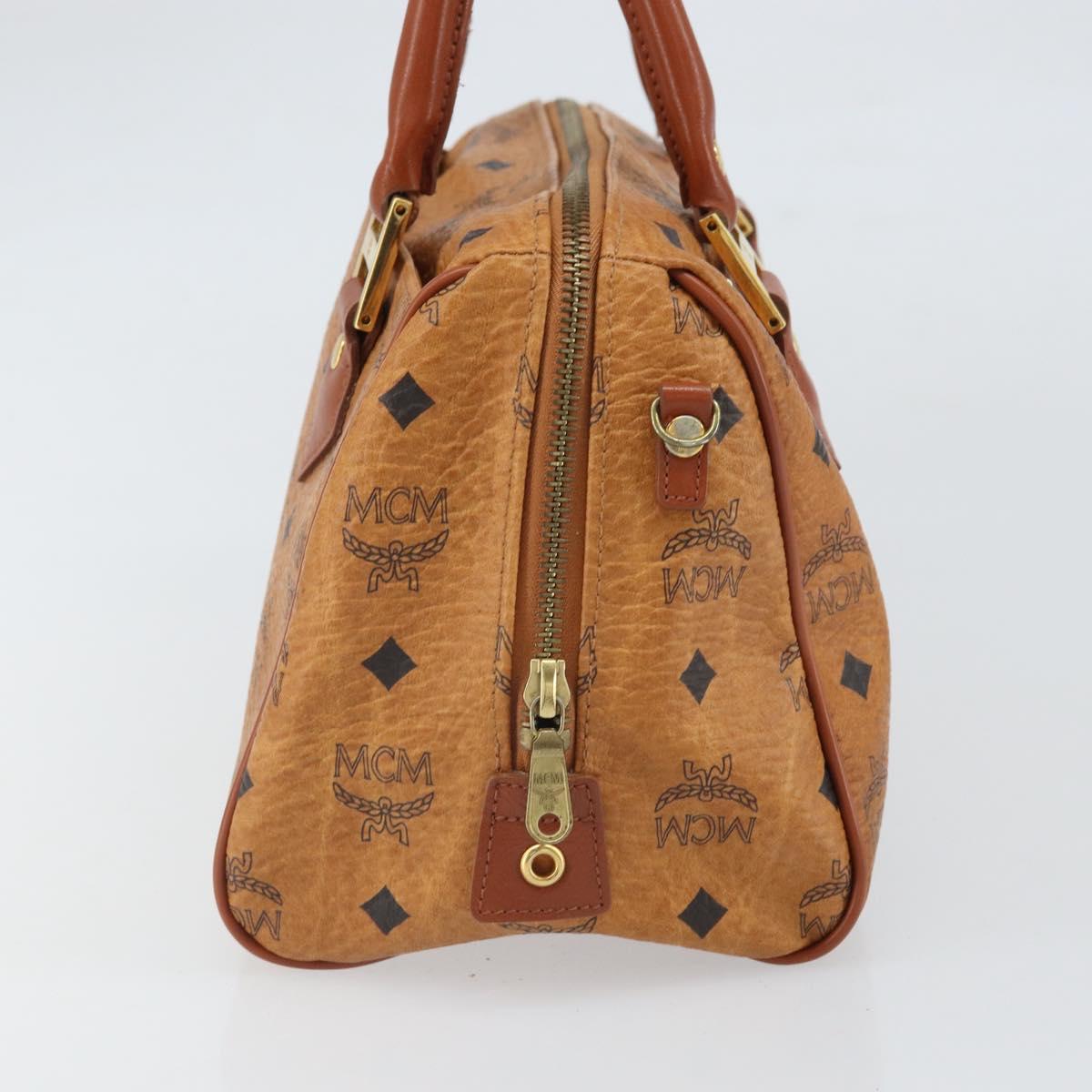 MCM Vicetos Logogram Hand Bag PVC Leather Brown Gold Auth 169462