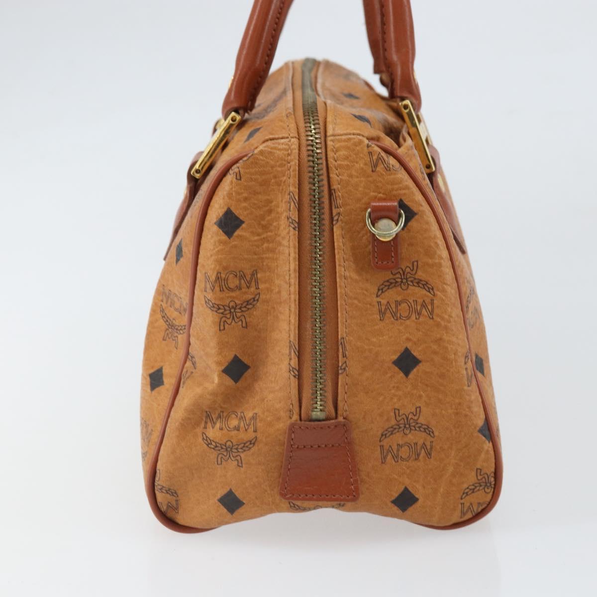 MCM Vicetos Logogram Hand Bag PVC Leather Brown Gold Auth 169462