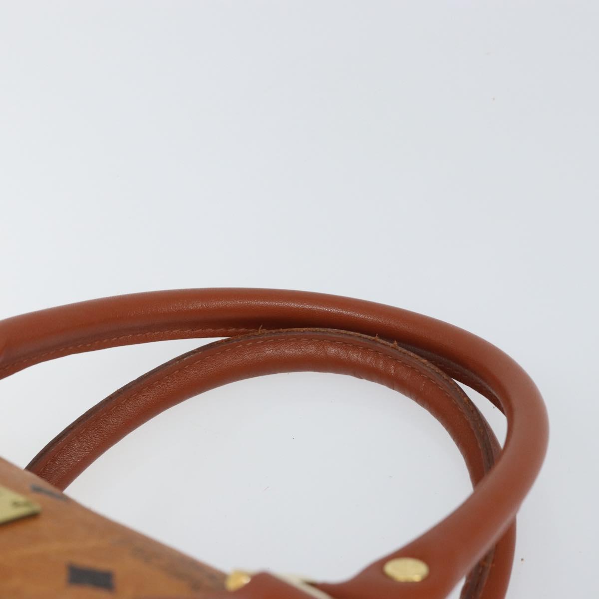 MCM Vicetos Logogram Hand Bag PVC Leather Brown Gold Auth 169462