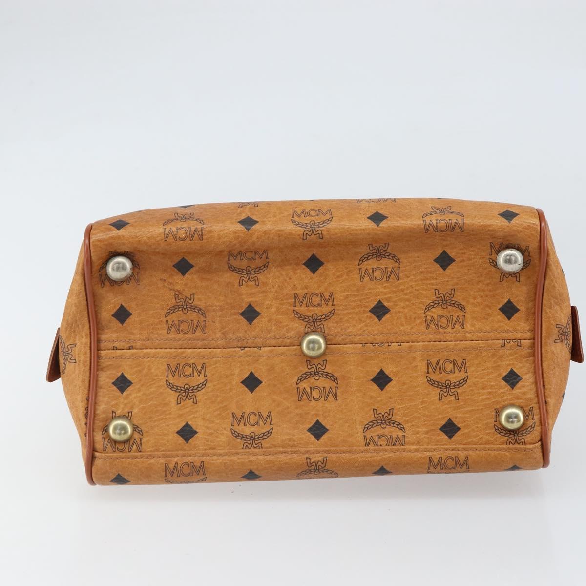 MCM Vicetos Logogram Hand Bag PVC Leather Brown Gold Auth 169462