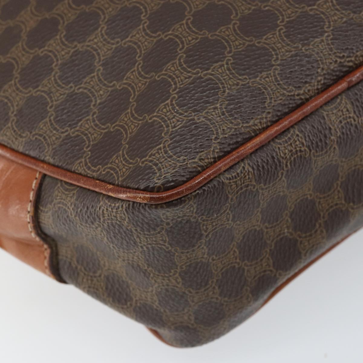 CELINE Macadam Canvas Shoulder Bag PVC Beige Gold Auth 169463