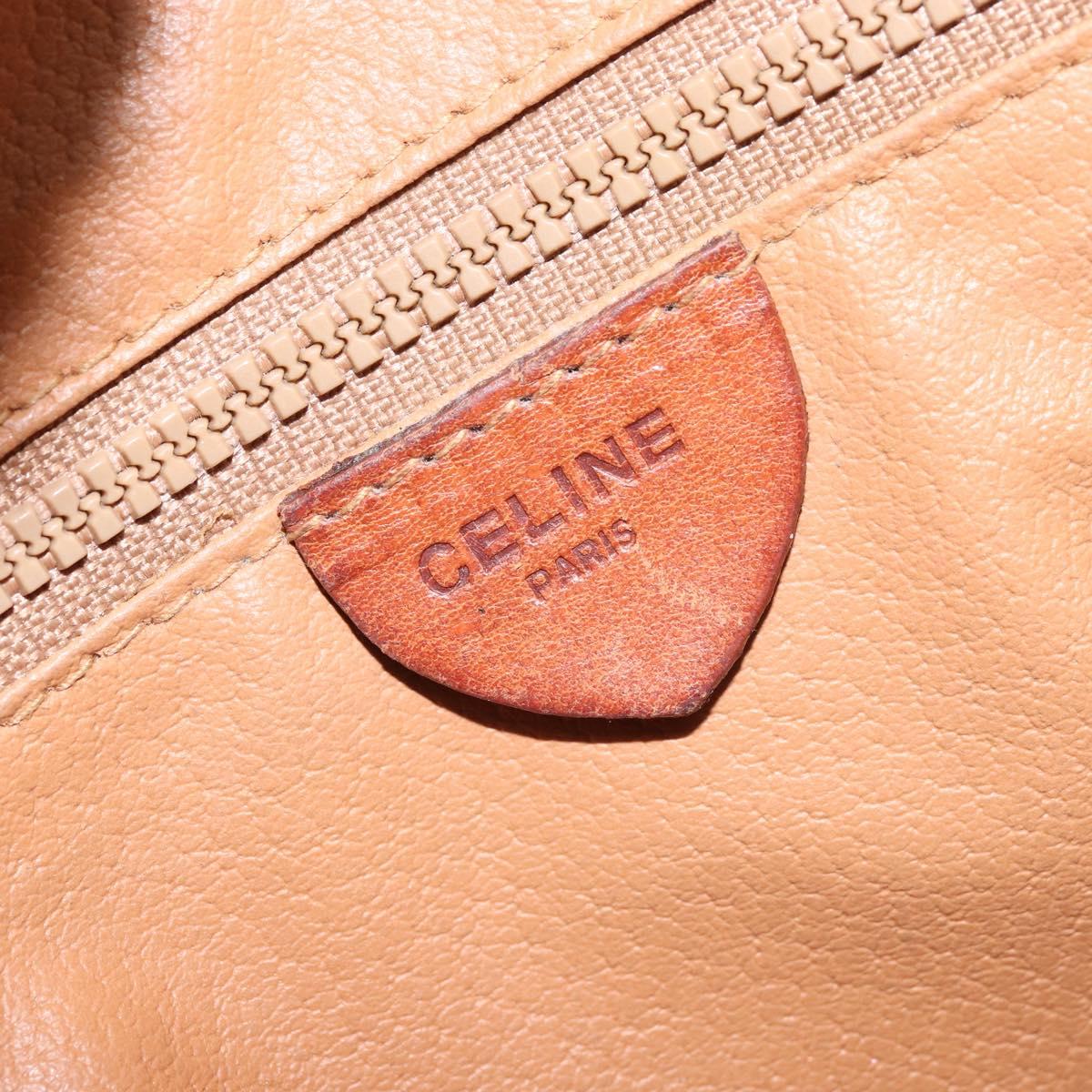 CELINE Macadam Canvas Shoulder Bag PVC Beige Gold Auth 169463