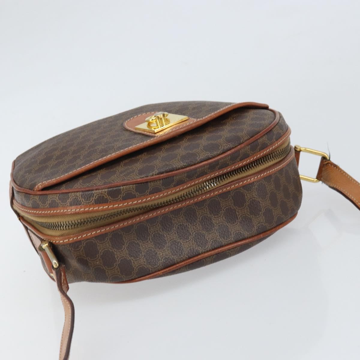 CELINE Macadam Canvas Shoulder Bag PVC Beige Gold Auth 169463