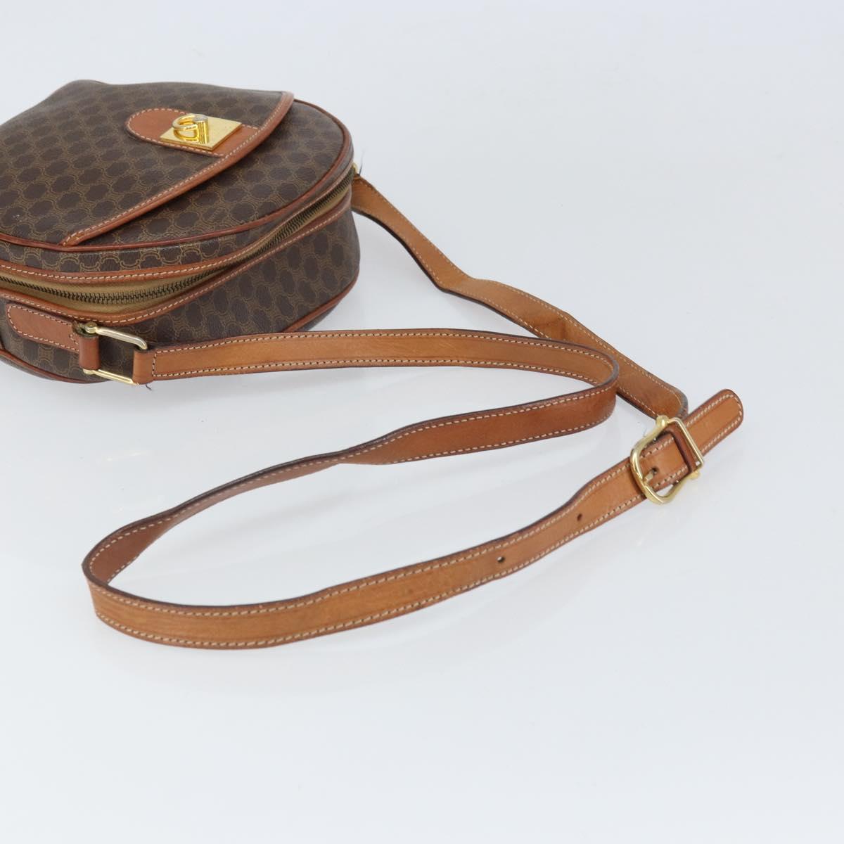 CELINE Macadam Canvas Shoulder Bag PVC Beige Gold Auth 169463