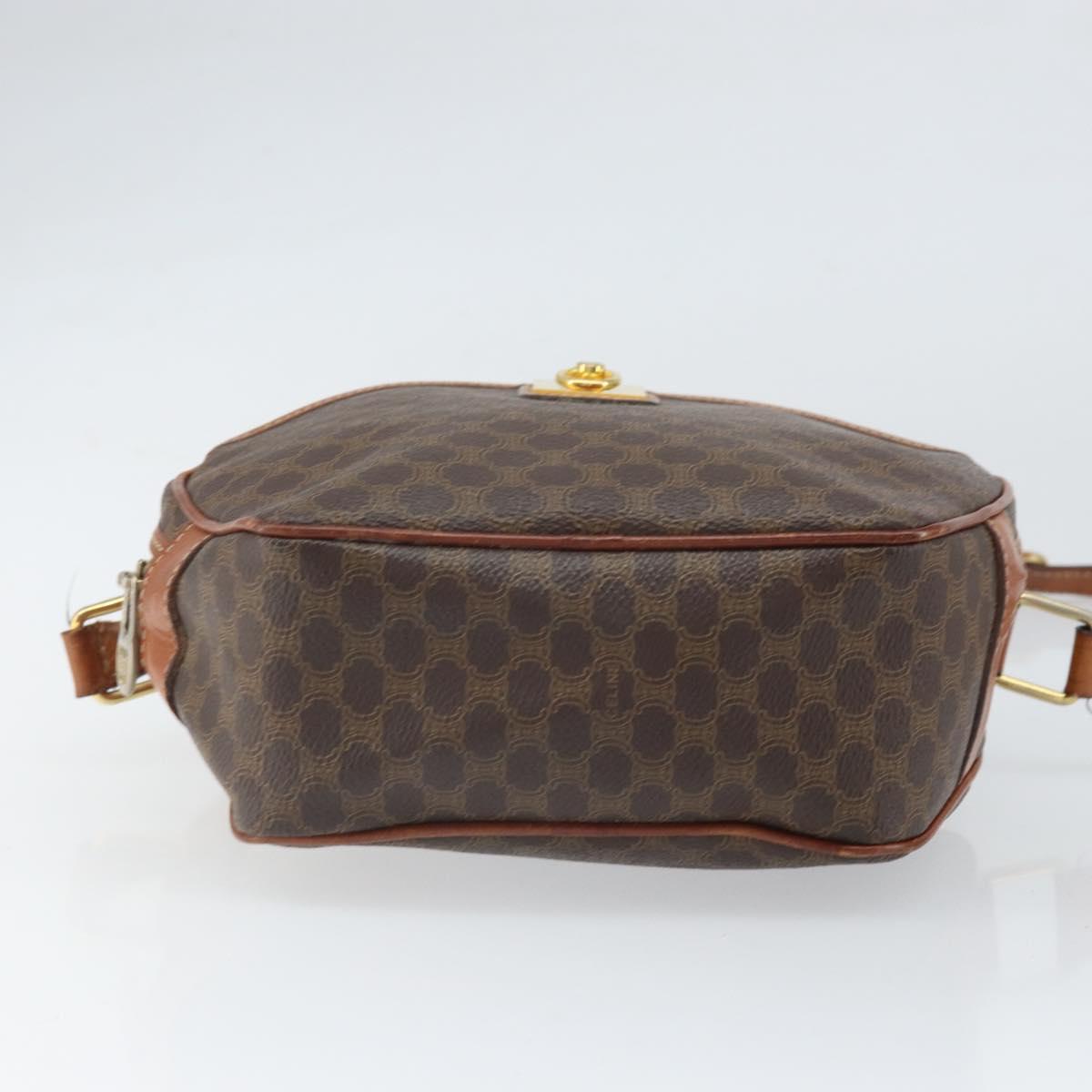 CELINE Macadam Canvas Shoulder Bag PVC Beige Gold Auth 169463