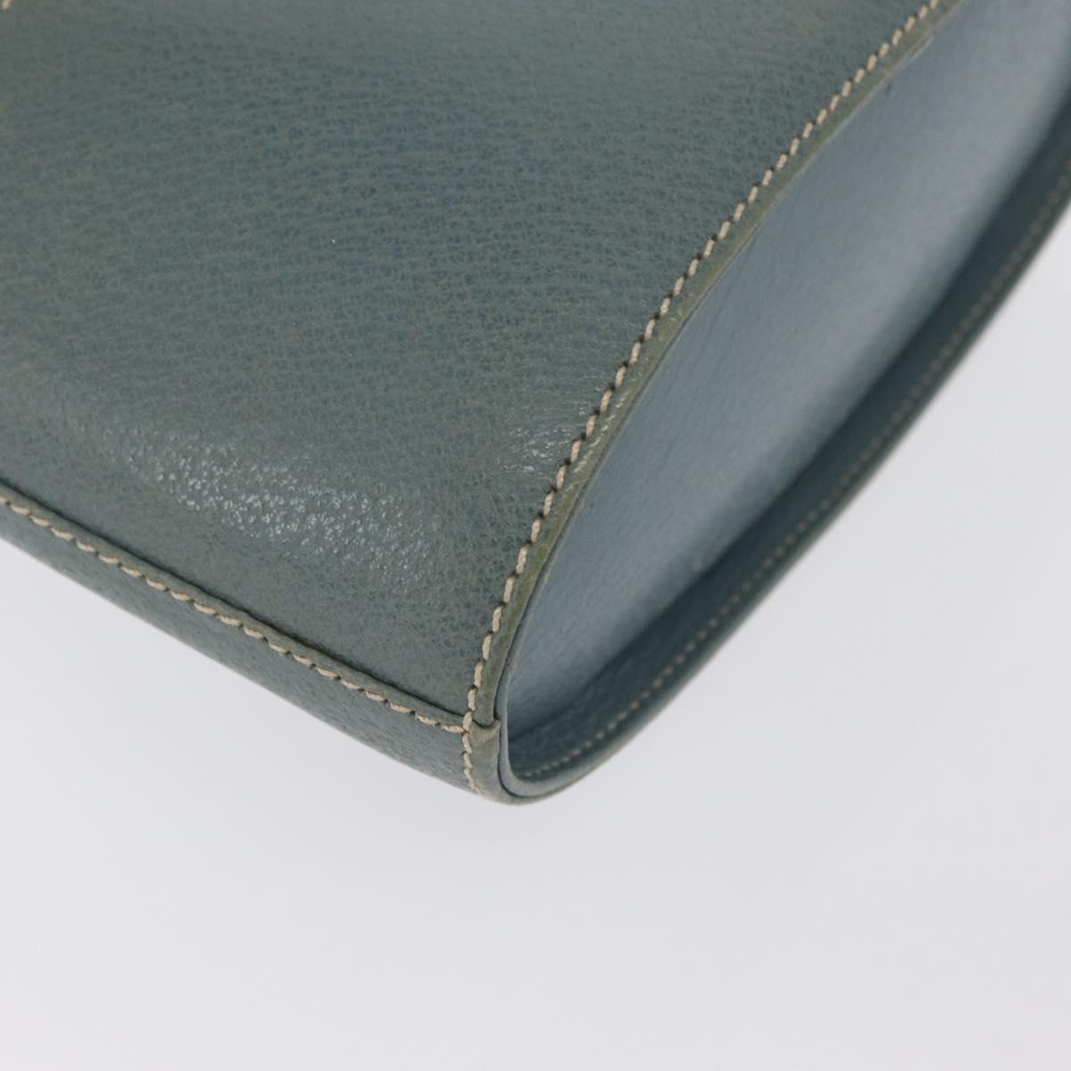GUCCI Bamboo Vanity Cosmetic Pouch Leather Blue Gold 000 984 0232 Auth 169467
