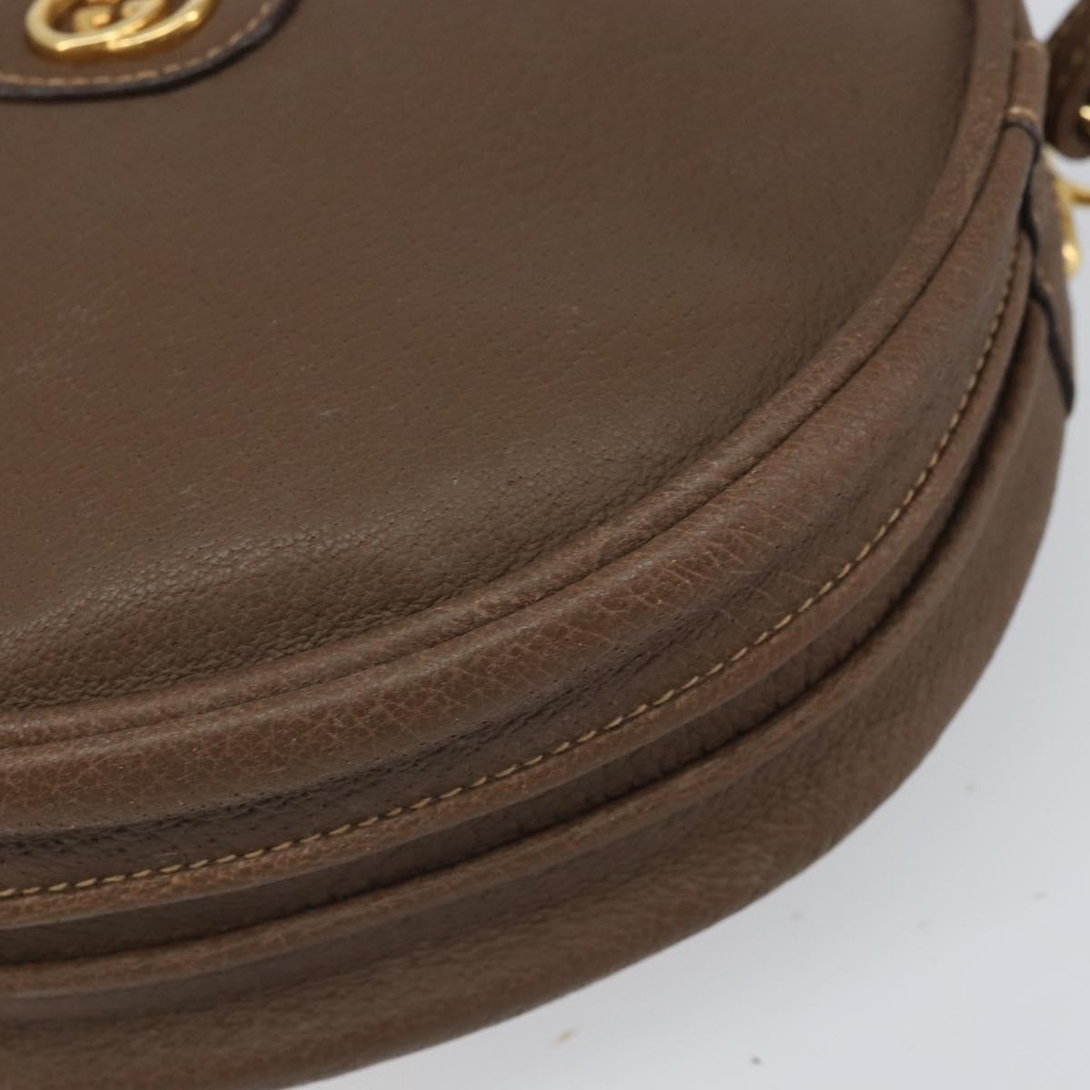 GUCCI Shoulder Bag Leather Brown Gold 07 37 5575 Auth 169468