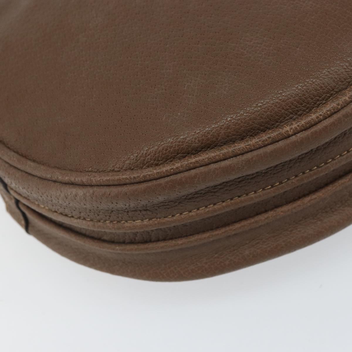 GUCCI Shoulder Bag Leather Brown Gold 07 37 5575 Auth 169468