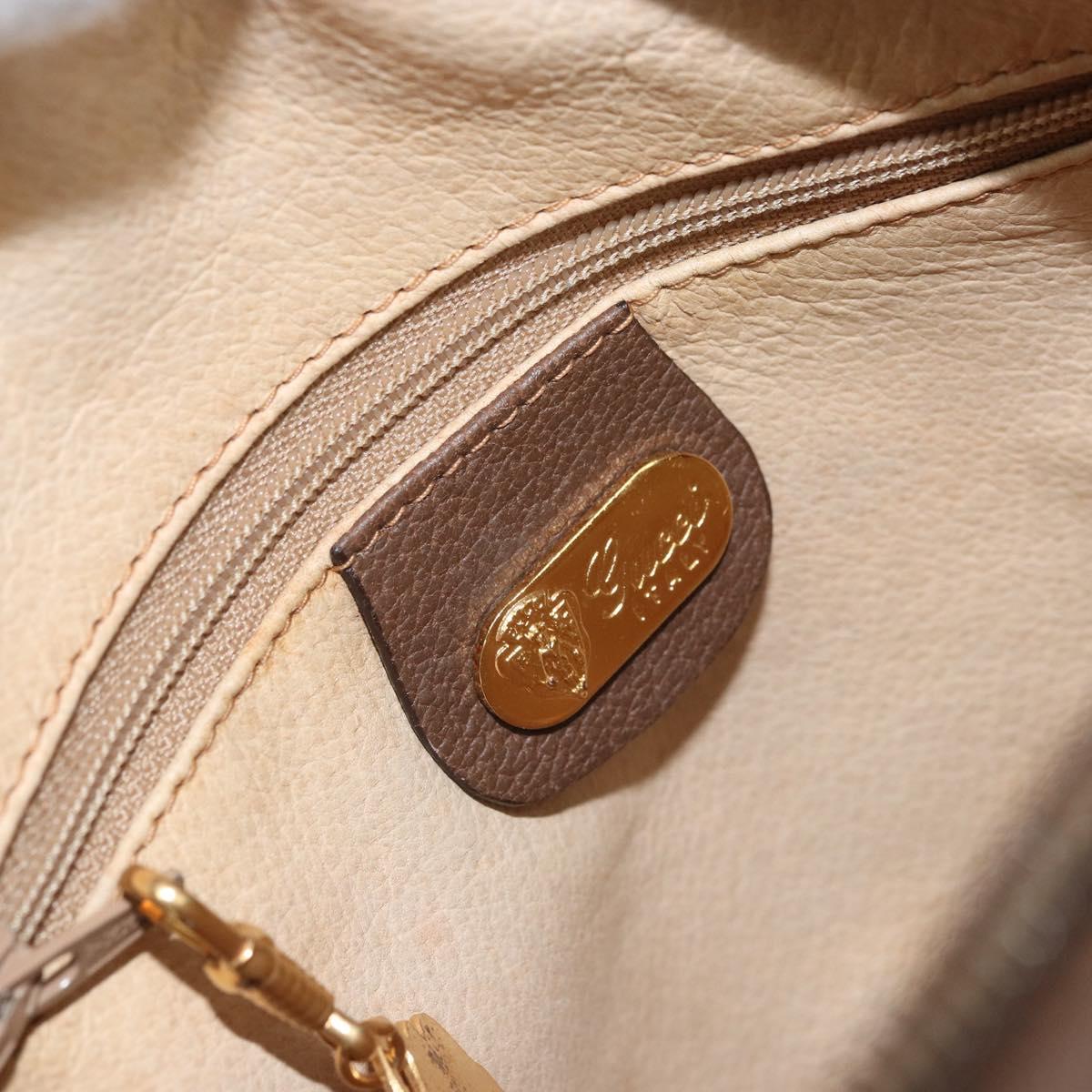 GUCCI Shoulder Bag Leather Brown Gold 07 37 5575 Auth 169468