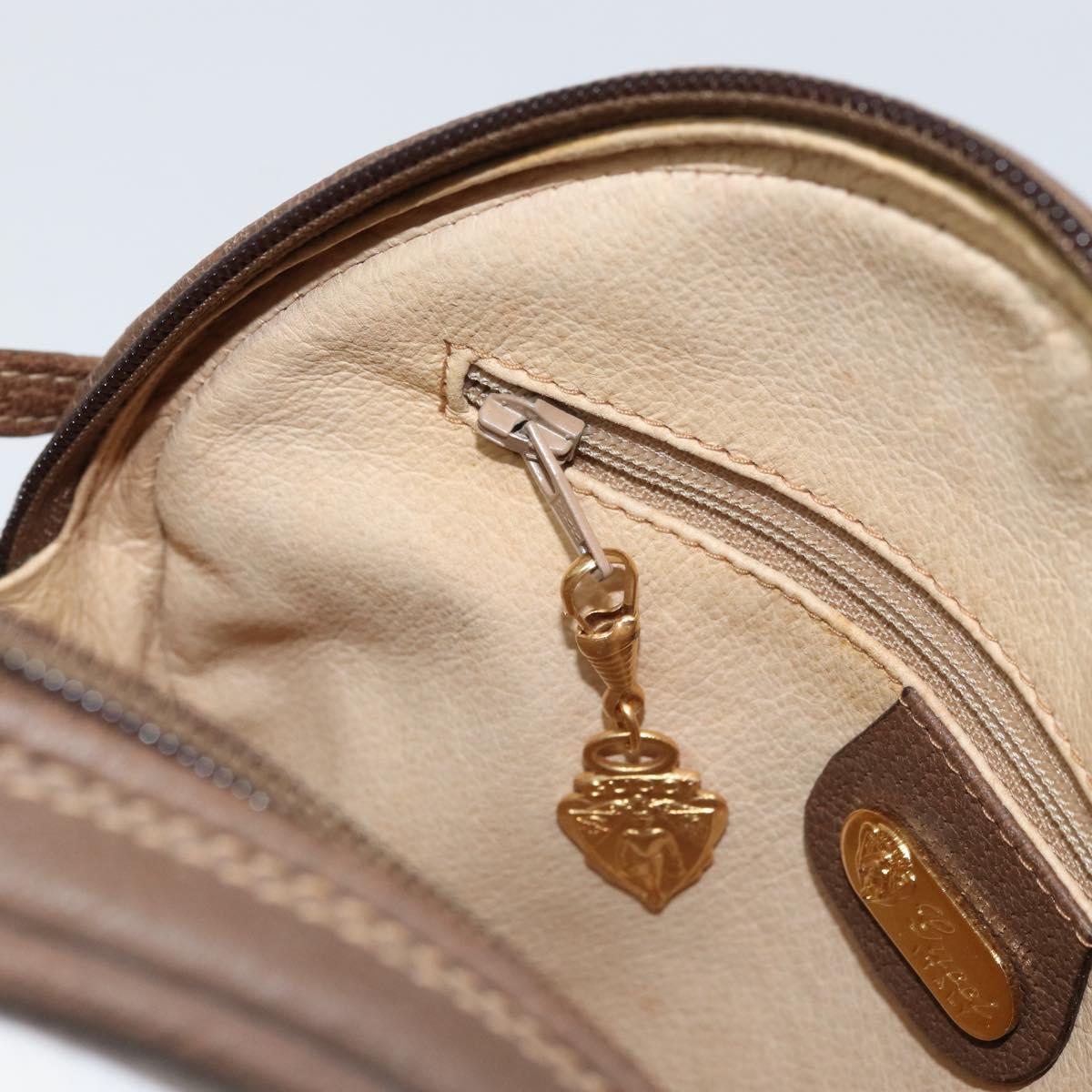 GUCCI Shoulder Bag Leather Brown Gold 07 37 5575 Auth 169468