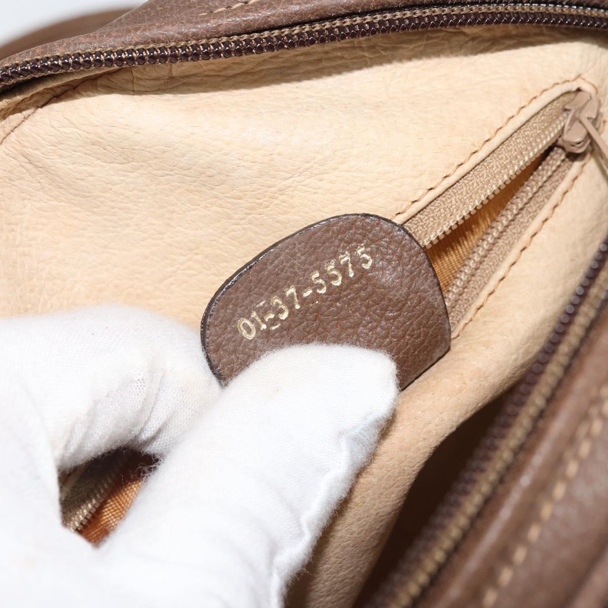 GUCCI Shoulder Bag Leather Brown Gold 07 37 5575 Auth 169468