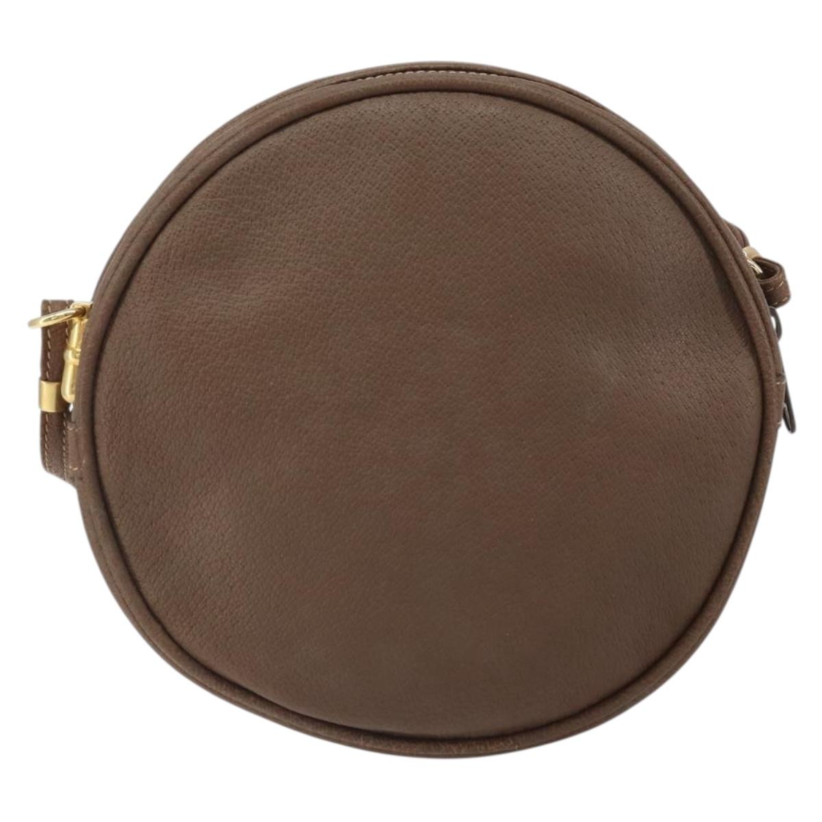 GUCCI Shoulder Bag Leather Brown Gold 07 37 5575 Auth 169468