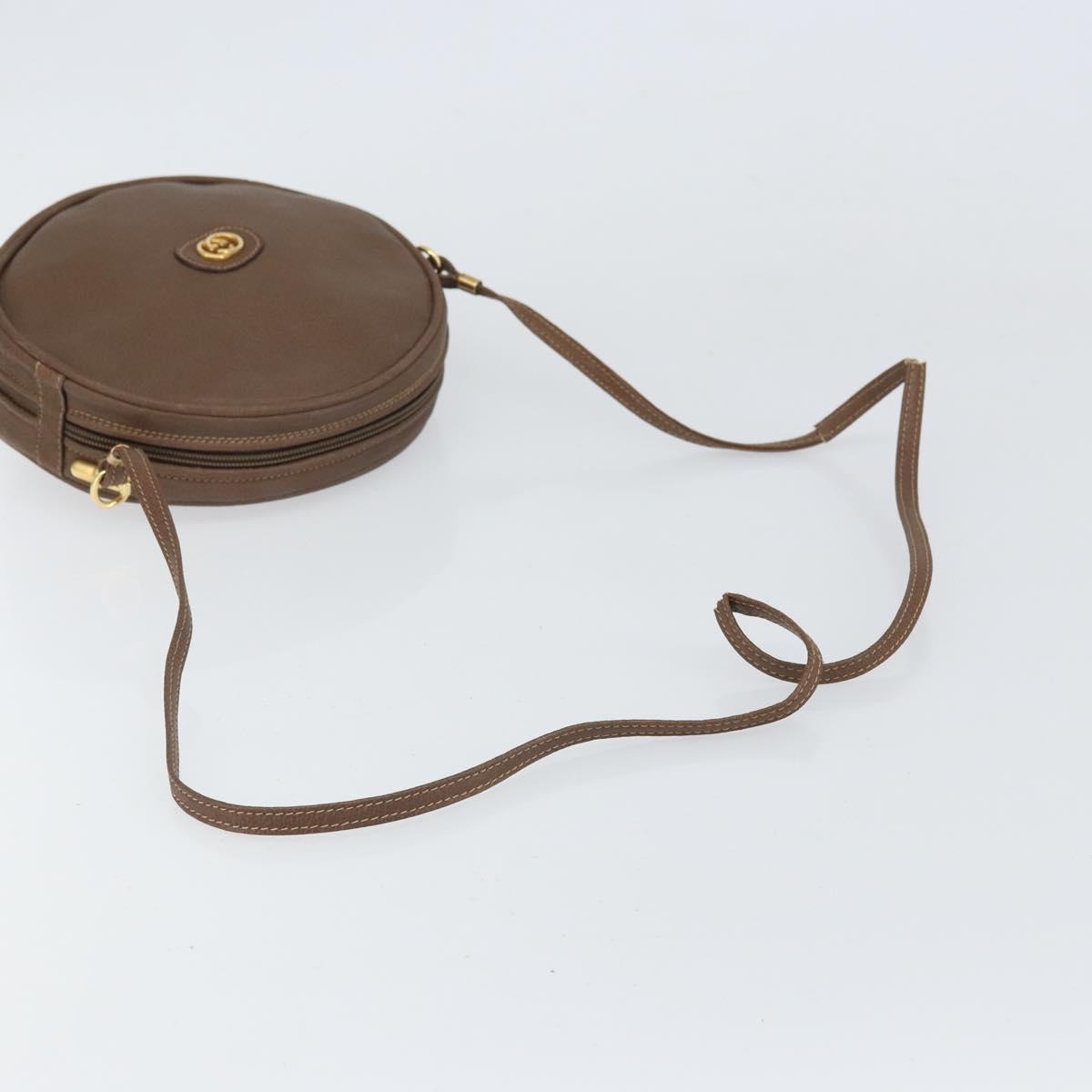 GUCCI Shoulder Bag Leather Brown Gold 07 37 5575 Auth 169468