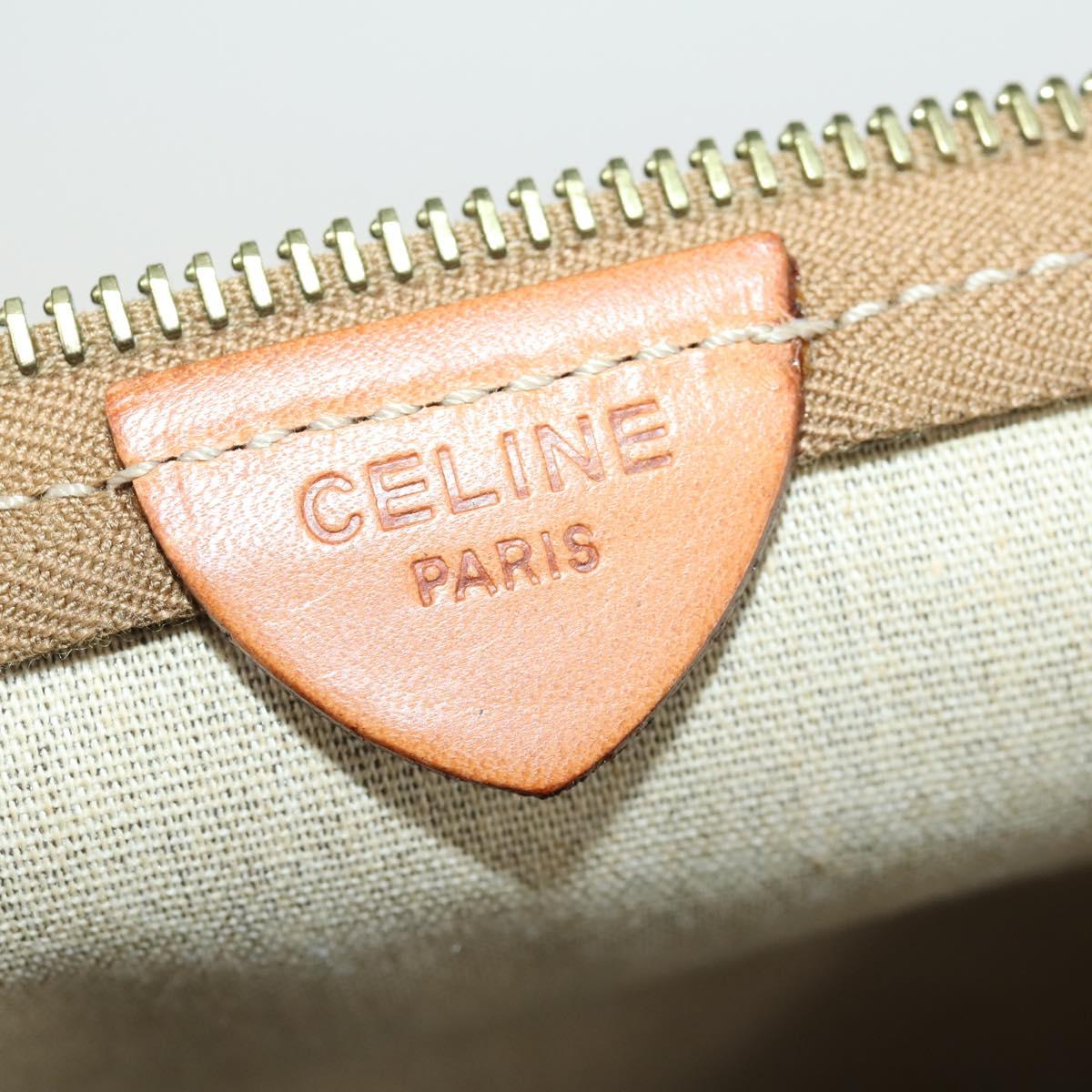 CELINE Macadam Canvas Boston Bag PVC Leather Brown Gold Auth 169471