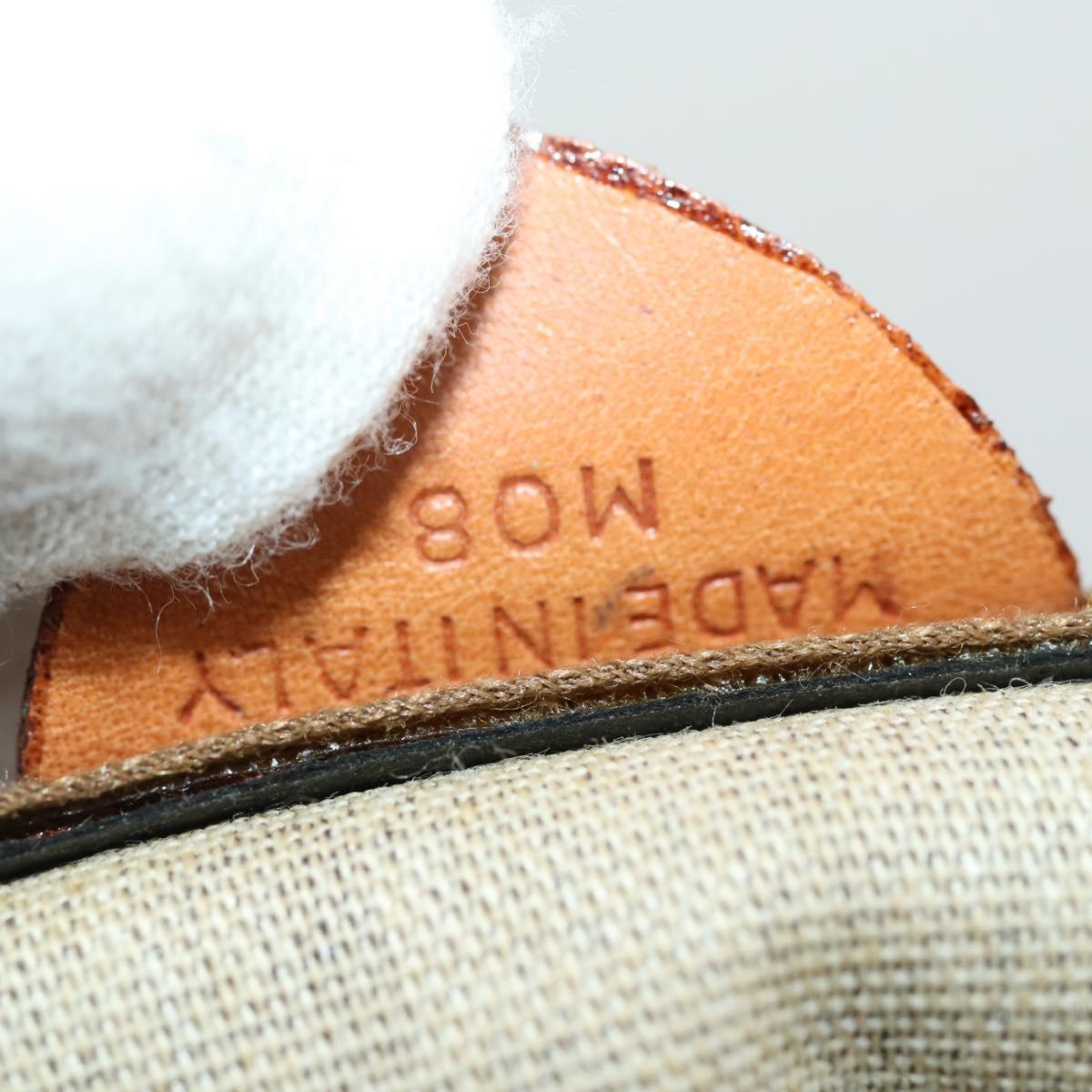 CELINE Macadam Canvas Boston Bag PVC Leather Brown Gold Auth 169471