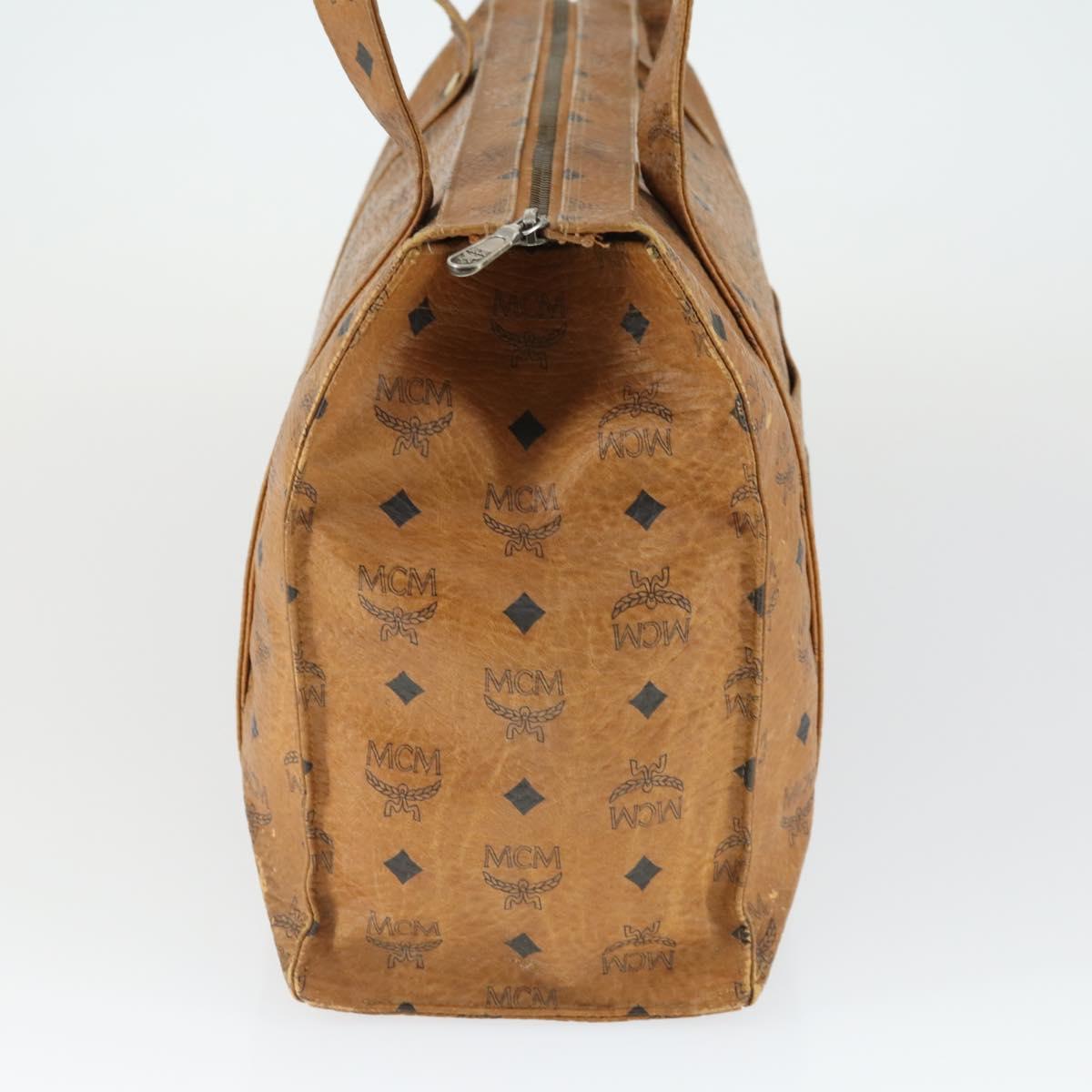 MCM Logogram Vicetos Tote Bag PVC Brown Gold Auth 169472