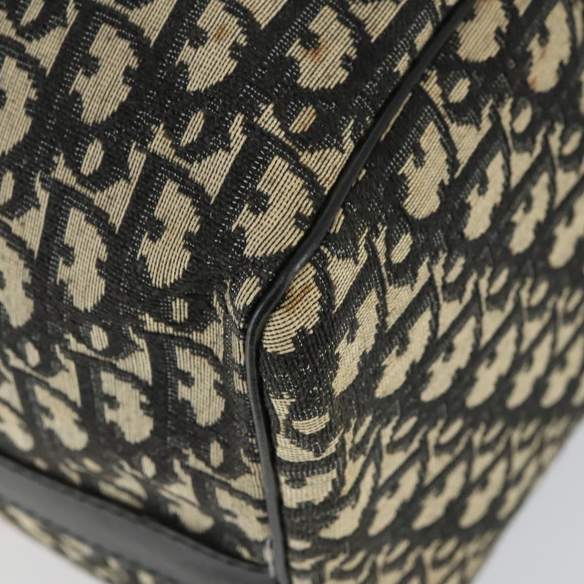 Christian Dior Trotter Canvas Boston Bag Black Gold Auth 169473