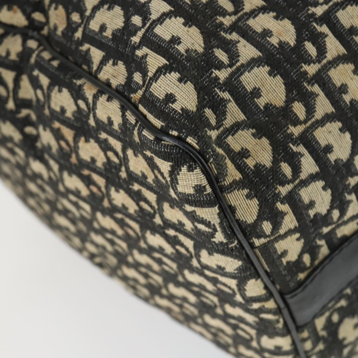 Christian Dior Trotter Canvas Boston Bag Black Gold Auth 169473