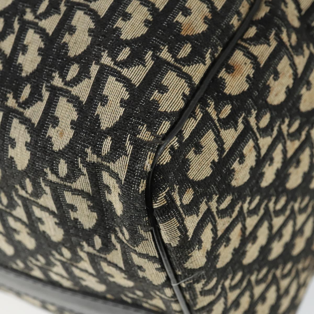 Christian Dior Trotter Canvas Boston Bag Black Gold Auth 169473