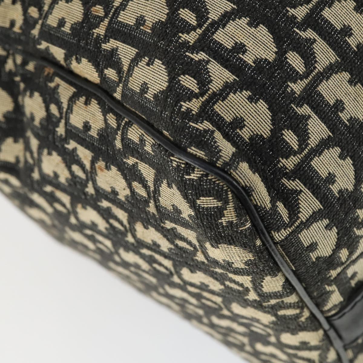 Christian Dior Trotter Canvas Boston Bag Black Gold Auth 169473