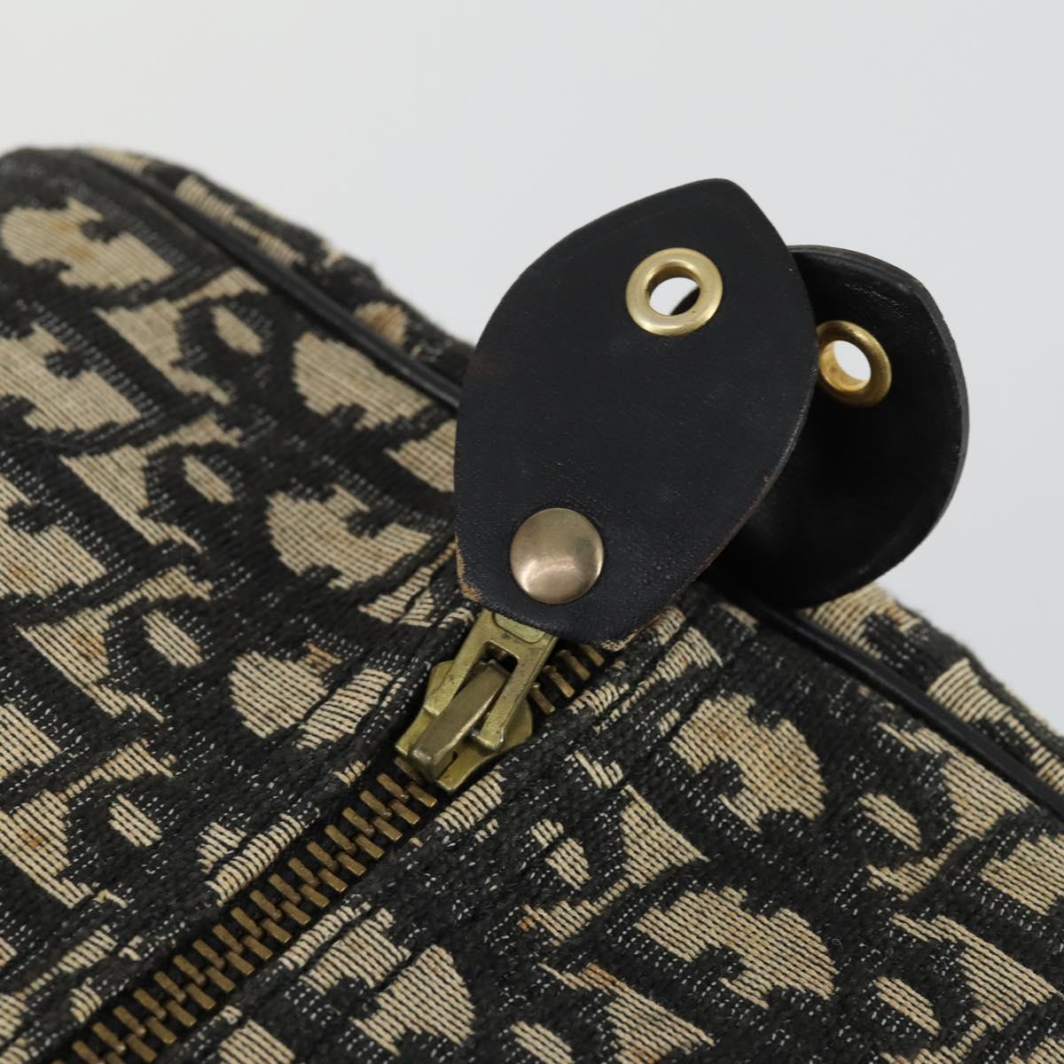 Christian Dior Trotter Canvas Boston Bag Black Gold Auth 169473