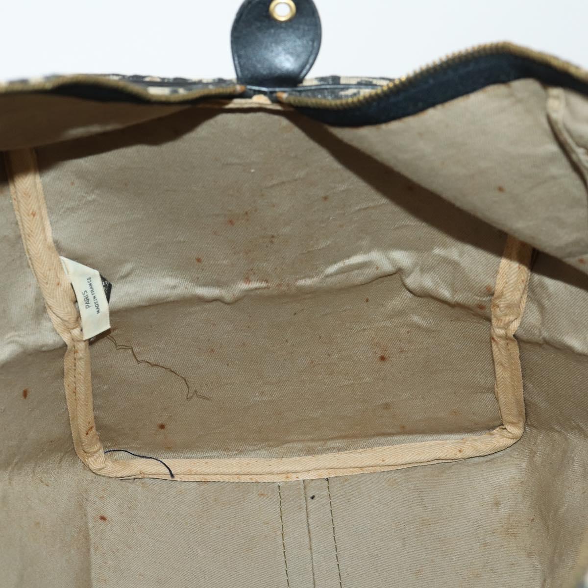 Christian Dior Trotter Canvas Boston Bag Black Gold Auth 169473