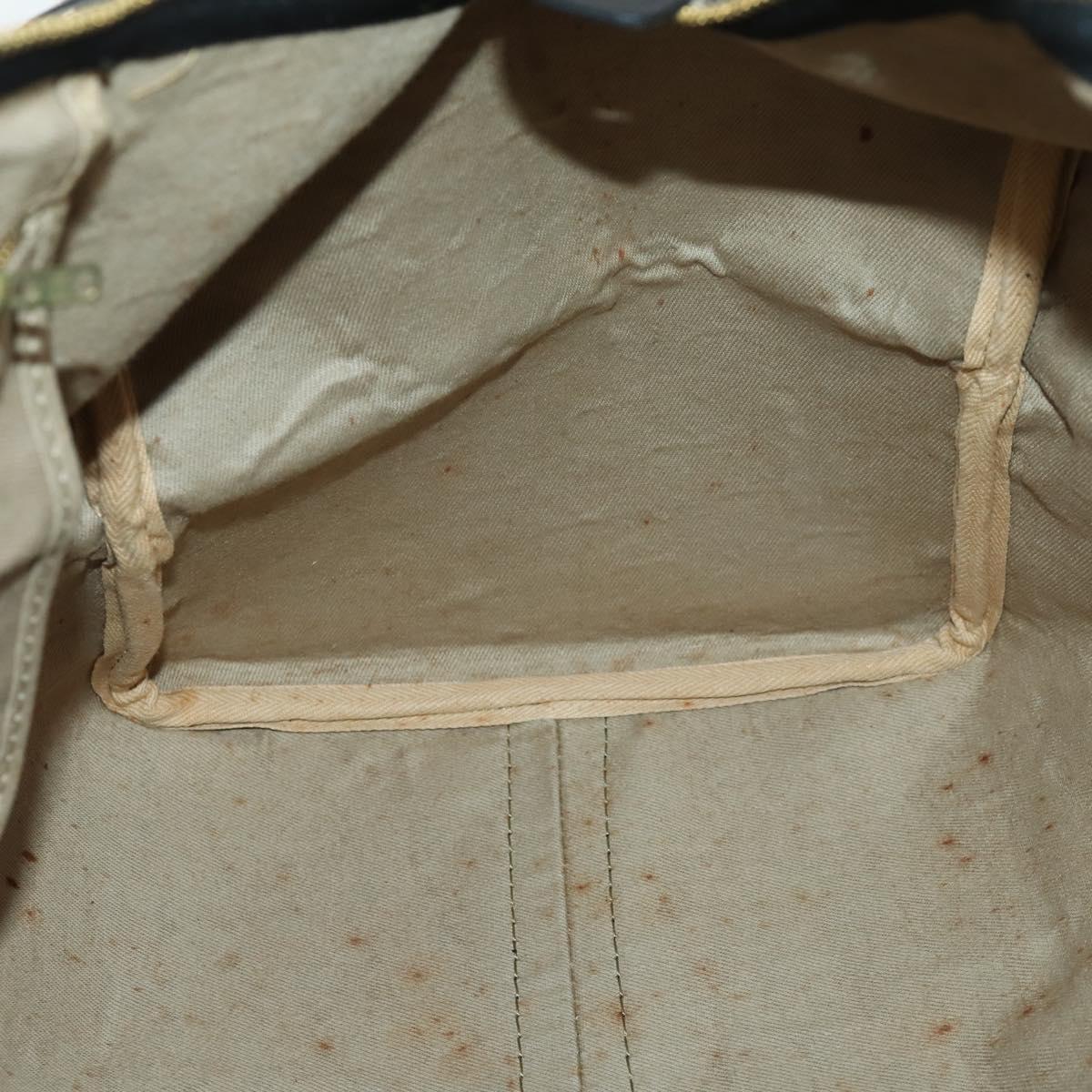 Christian Dior Trotter Canvas Boston Bag Black Gold Auth 169473