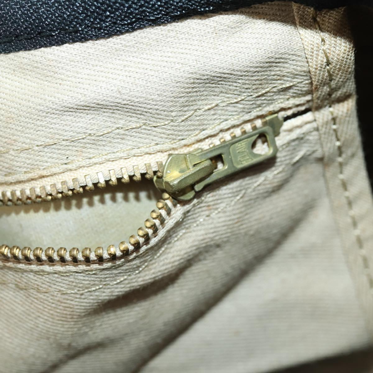 Christian Dior Trotter Canvas Boston Bag Black Gold Auth 169473