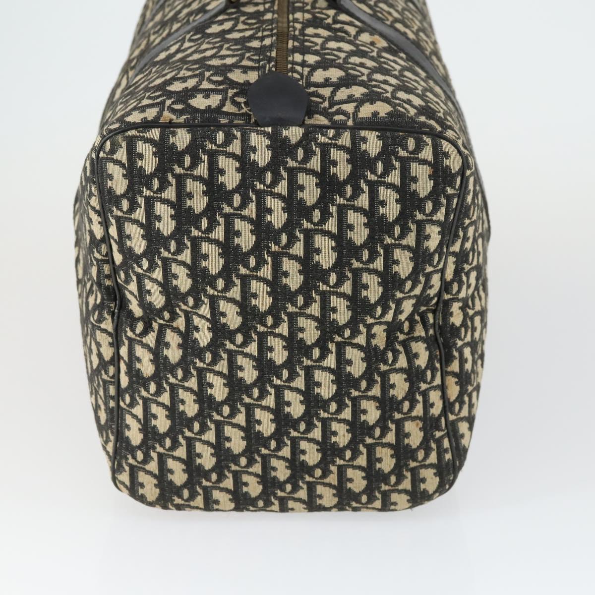 Christian Dior Trotter Canvas Boston Bag Black Gold Auth 169473