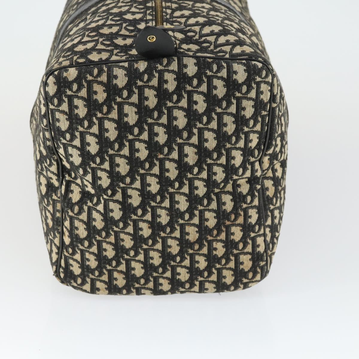 Christian Dior Trotter Canvas Boston Bag Black Gold Auth 169473