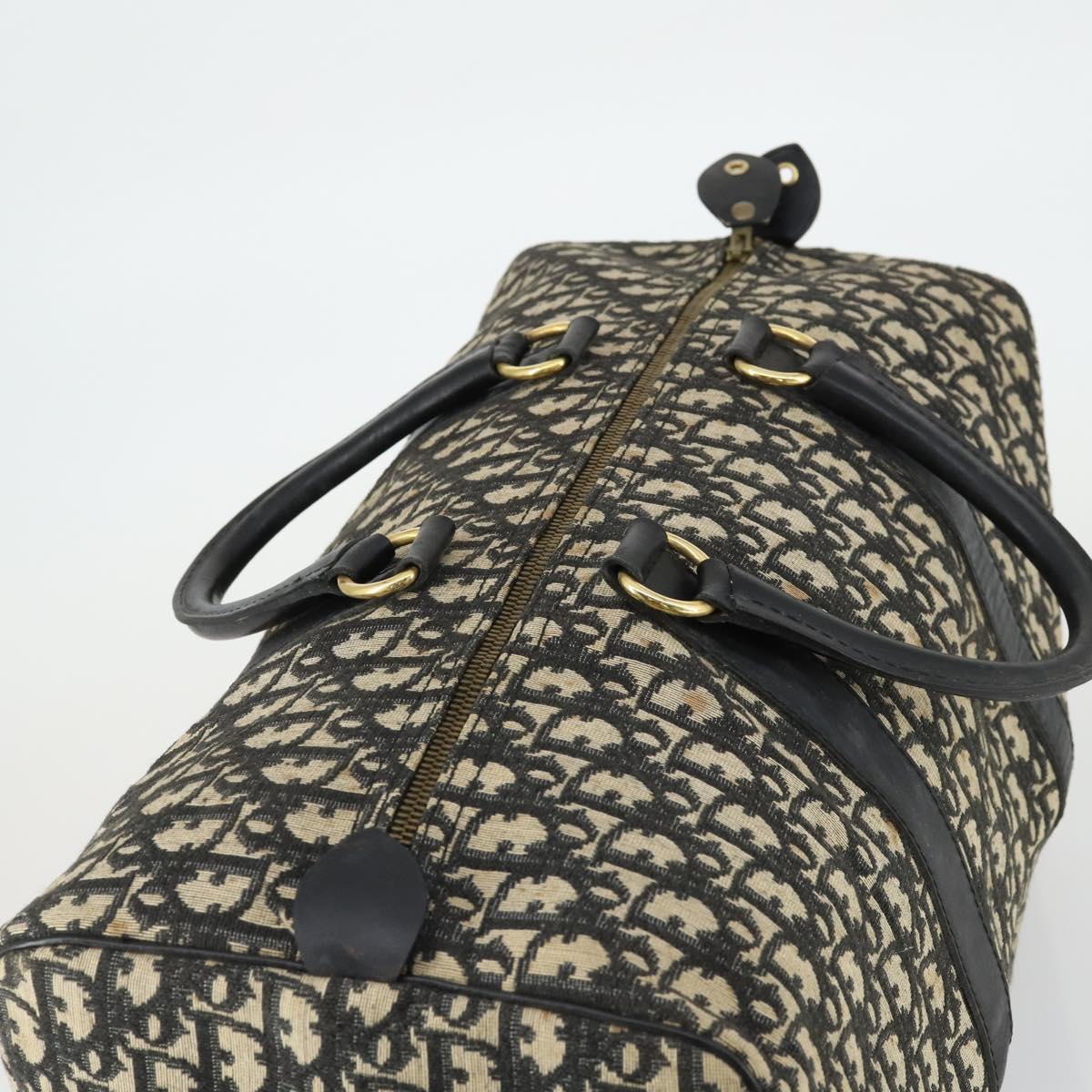 Christian Dior Trotter Canvas Boston Bag Black Gold Auth 169473