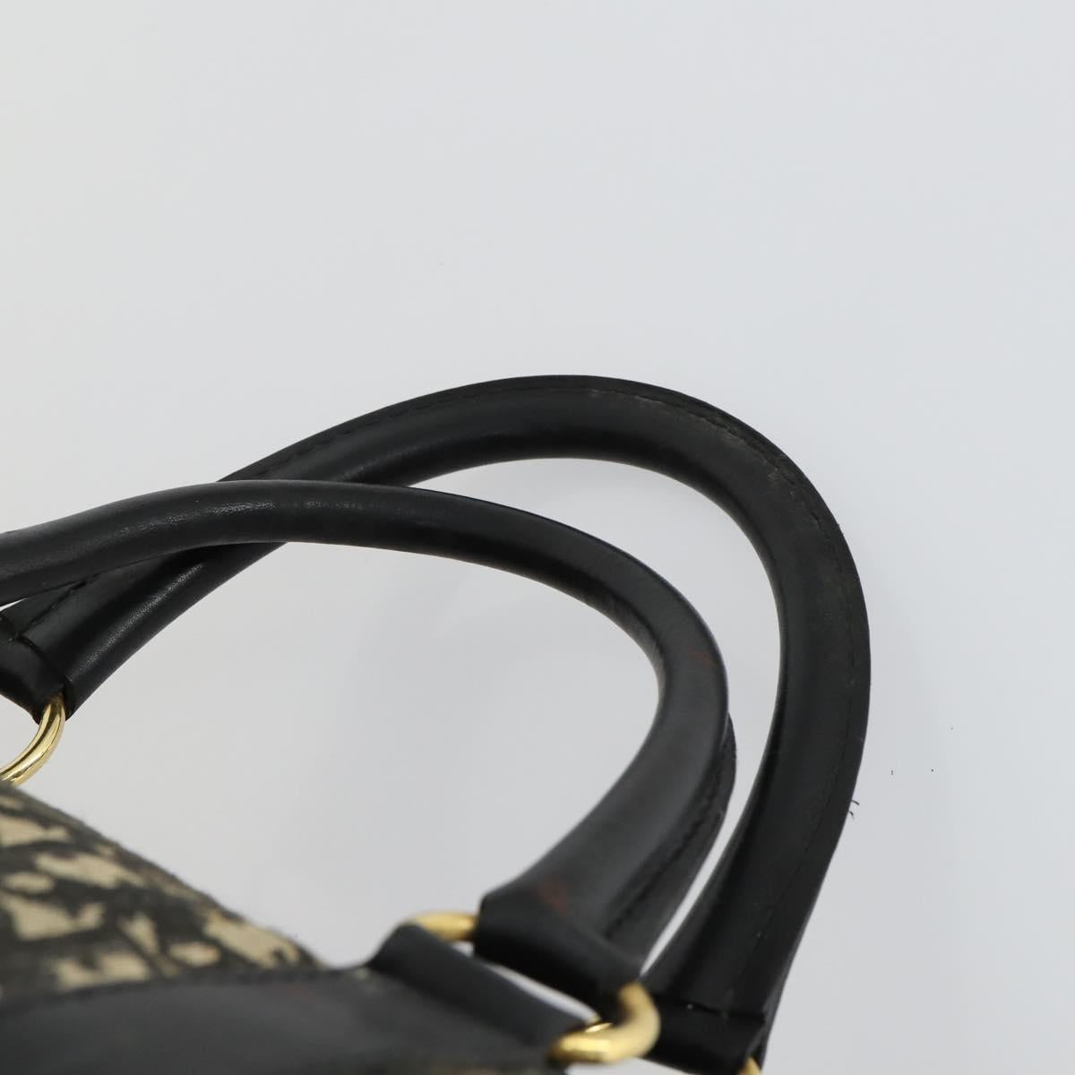 Christian Dior Trotter Canvas Boston Bag Black Gold Auth 169473