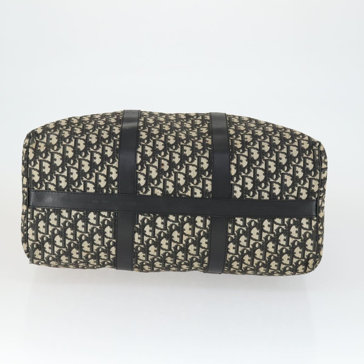 Christian Dior Trotter Canvas Boston Bag Black Gold Auth 169473