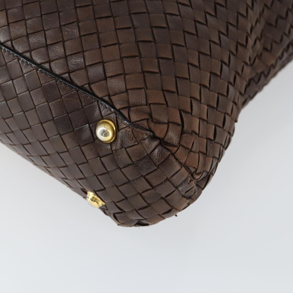 BOTTEGA VENETA INTRECCIATO Tote Bag Leather Brown Gold Auth 169474