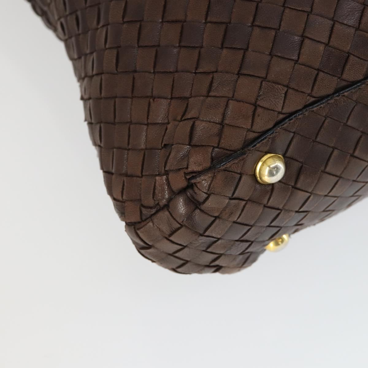 BOTTEGA VENETA INTRECCIATO Tote Bag Leather Brown Gold Auth 169474