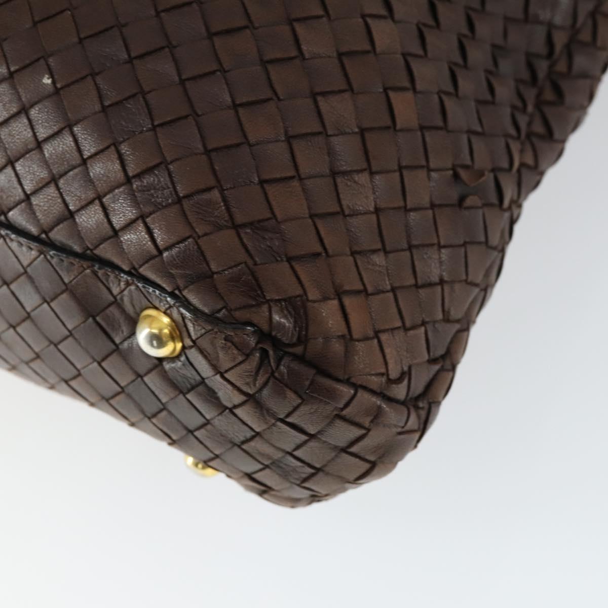 BOTTEGA VENETA INTRECCIATO Tote Bag Leather Brown Gold Auth 169474