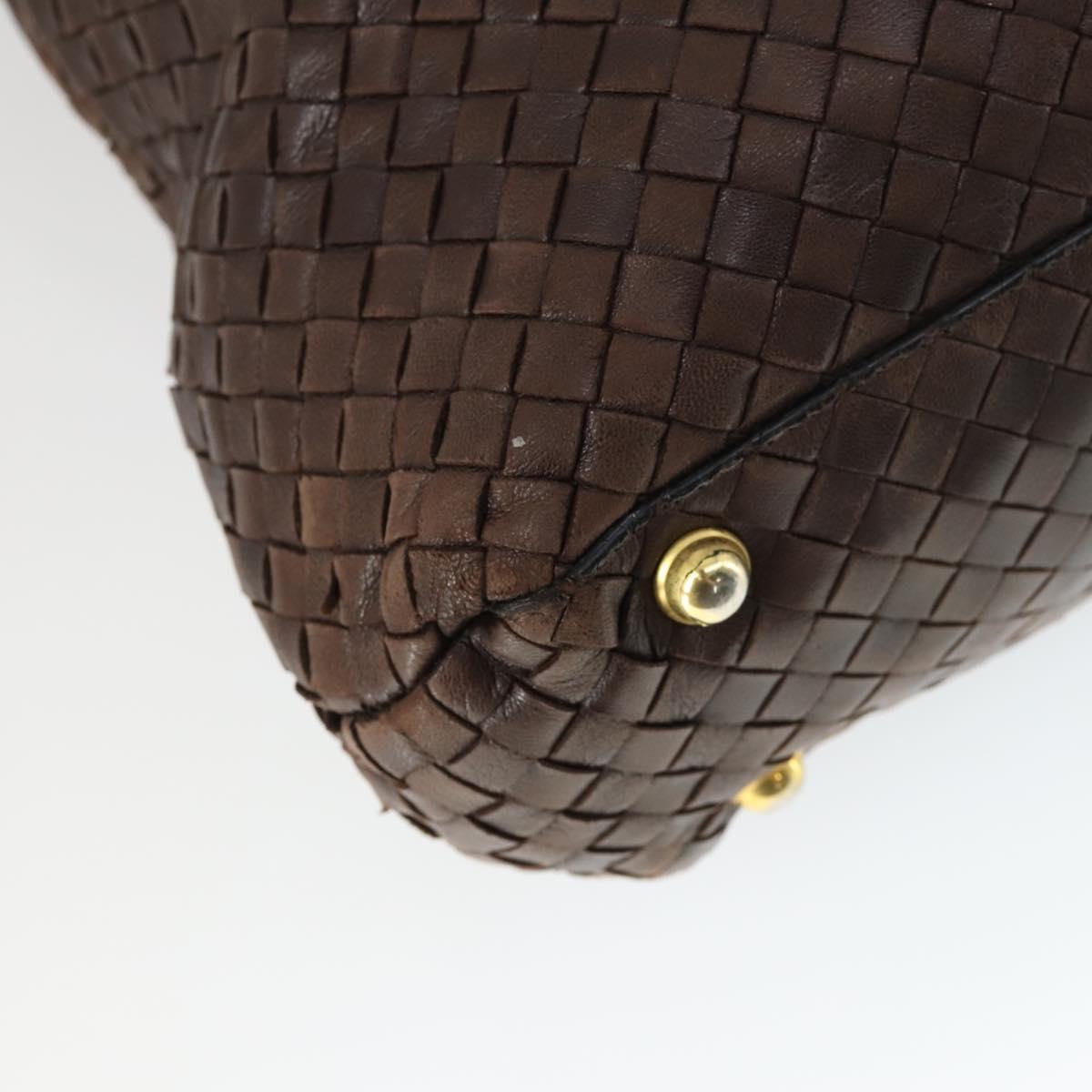BOTTEGA VENETA INTRECCIATO Tote Bag Leather Brown Gold Auth 169474