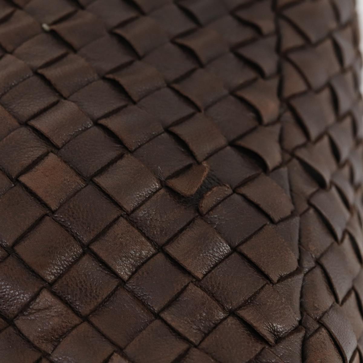BOTTEGA VENETA INTRECCIATO Tote Bag Leather Brown Gold Auth 169474