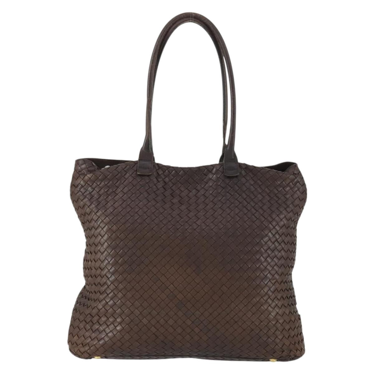 BOTTEGA VENETA INTRECCIATO Tote Bag Leather Brown Gold Auth 169474