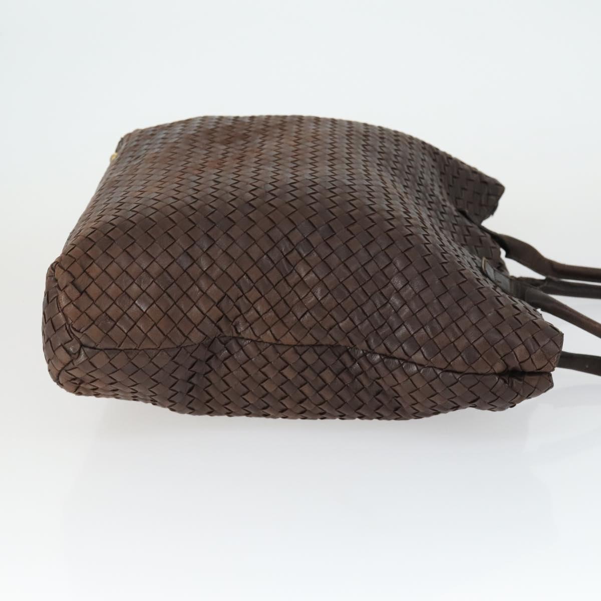 BOTTEGA VENETA INTRECCIATO Tote Bag Leather Brown Gold Auth 169474